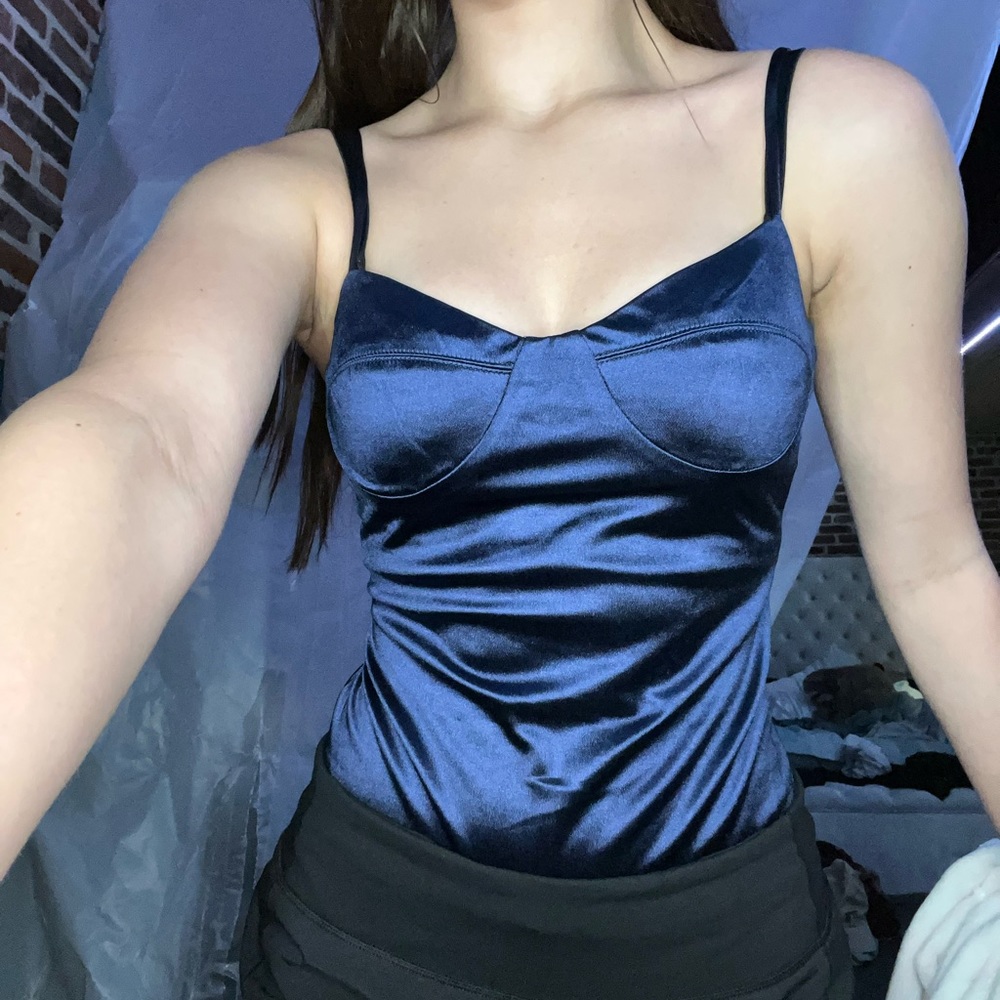 Princess Polly Metallic Blue Bodysuit